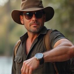 Customer David showcasing watch while traveling
